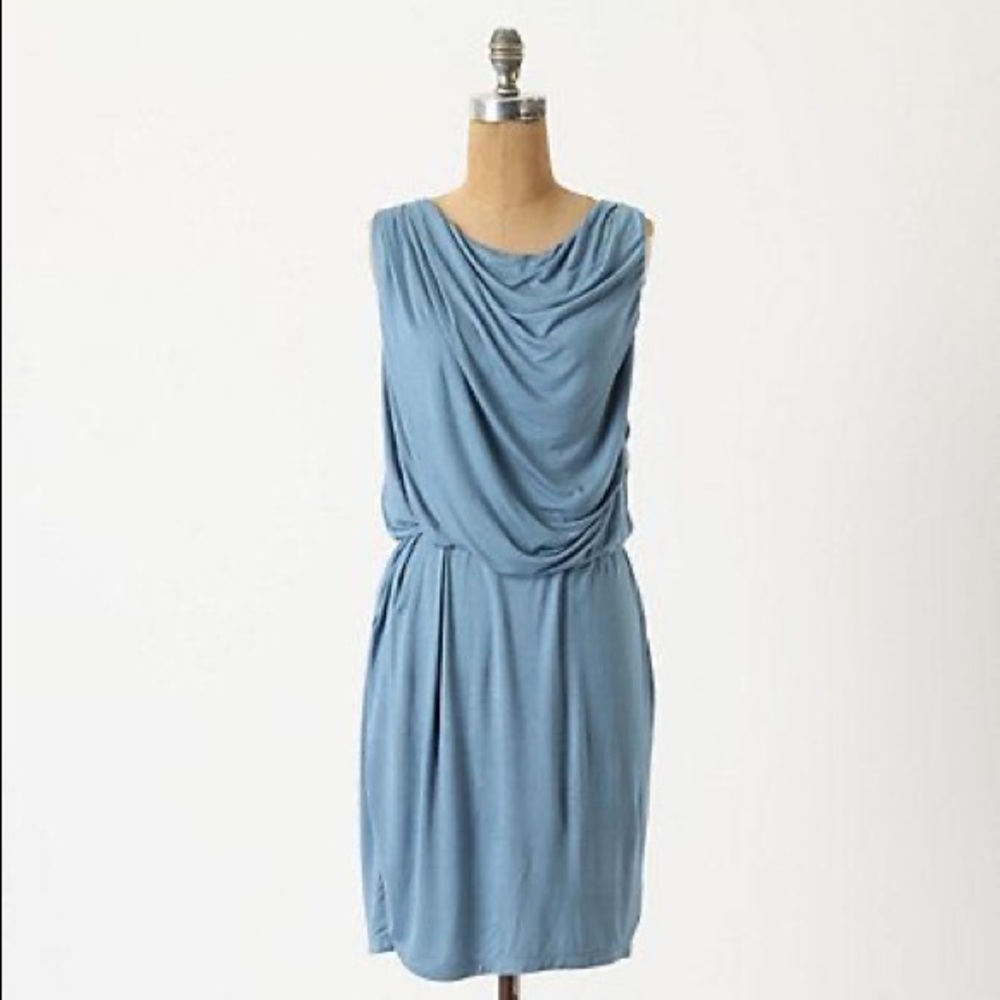 Bordeaux draped blue dress
